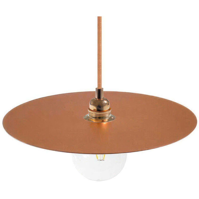 

Lámpara colgante hecha en Italia con cable textil, pantalla oversize Ellepi y detalles en metal | Con bombilla - Cobre - Cobre