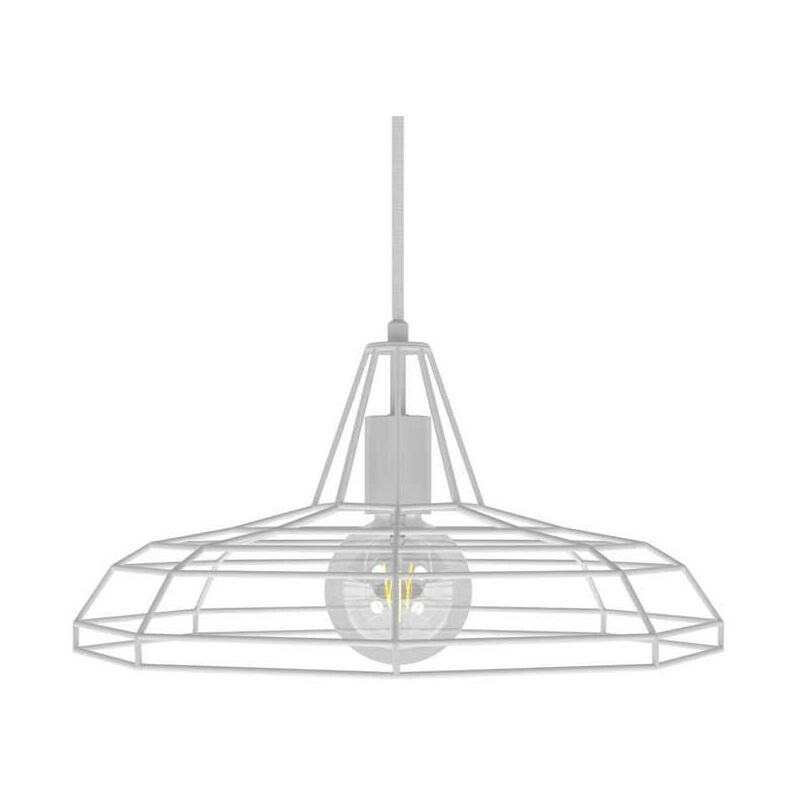 

Lámpara colgante hecha en Italia con cable textil, pantalla Sonar y detalles metálicos | Con bombilla - Blanco - Blanco