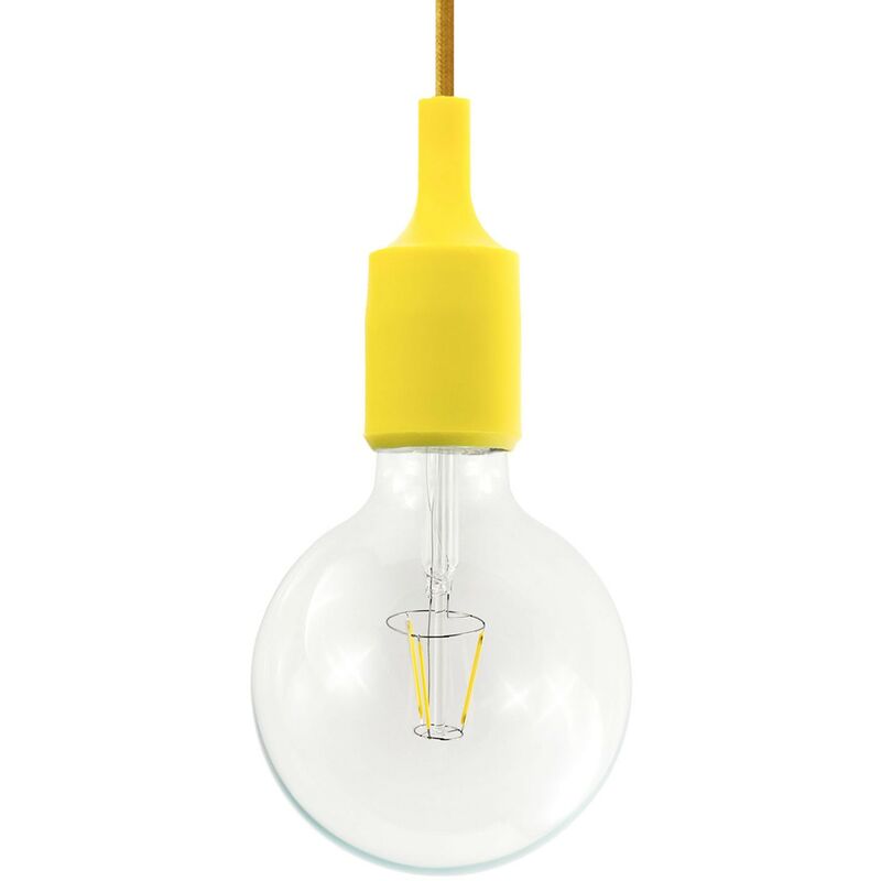 

Creative Cables - Lámpara colgante hecha en Italia con cable textil y acabados de silicona | Sin bombilla - Amarillo - Amarillo