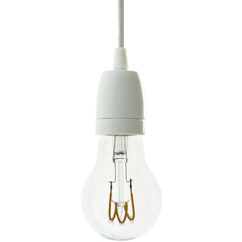 

Creative Cables - Lámpara colgante hecha en Italia con cable textil y acabados en porcelana de colores | Sin bombilla - Blanco - Blanco