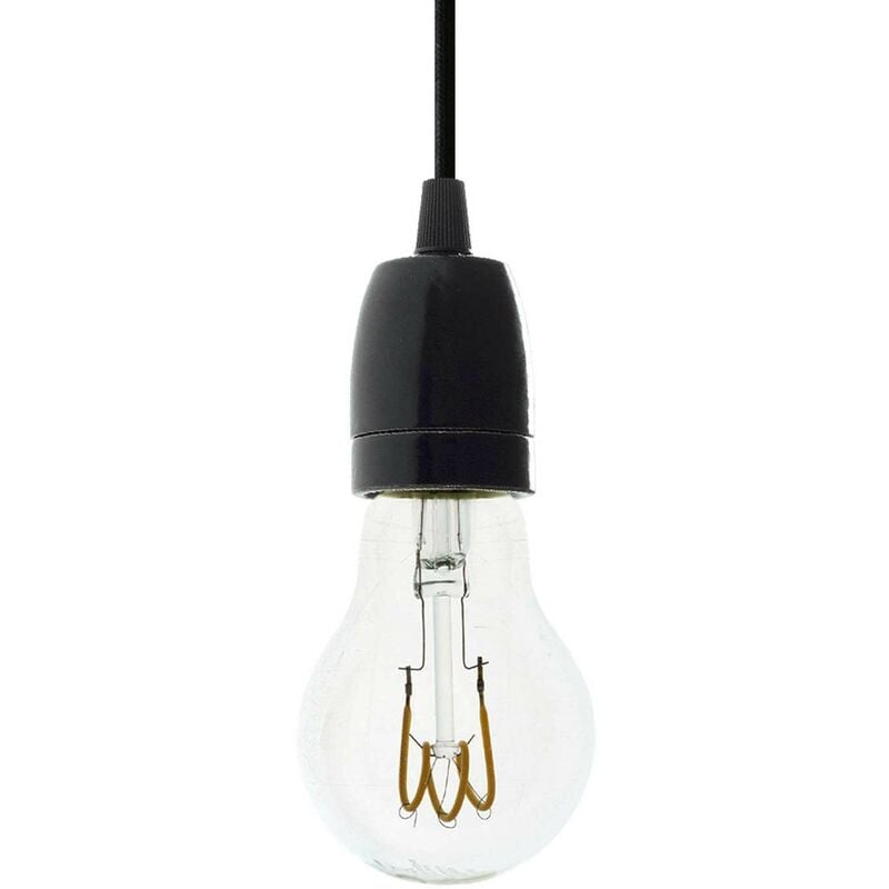 

Creative Cables - Lámpara colgante hecha en Italia con cable textil y acabados en porcelana de colores | Sin bombilla - Negro - Negro