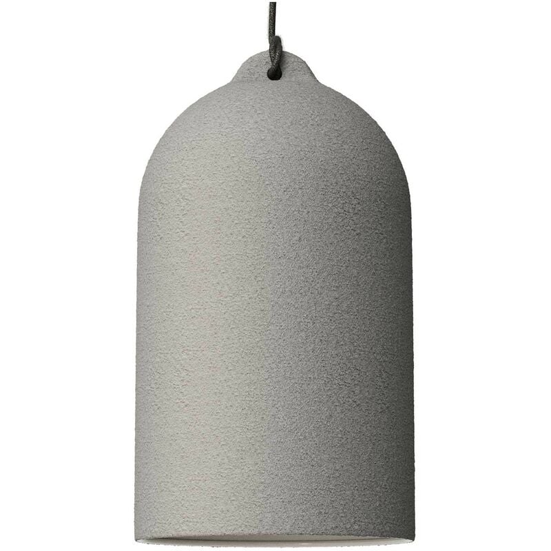 

Lámpara colgante hecha en Italia con cable textil y pantalla Campana XL en cerámica | Sin bombilla - Efecto cemento - Blanco - Efecto cemento - Blanco