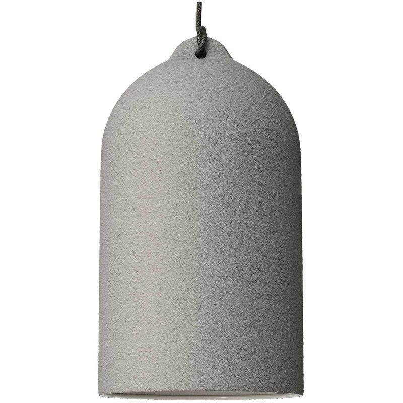 

Lámpara colgante hecha en Italia con cable textil y pantalla Campana XL en cerámica | Con bombilla - Efecto cemento - Blanco - Efecto cemento - Blanco