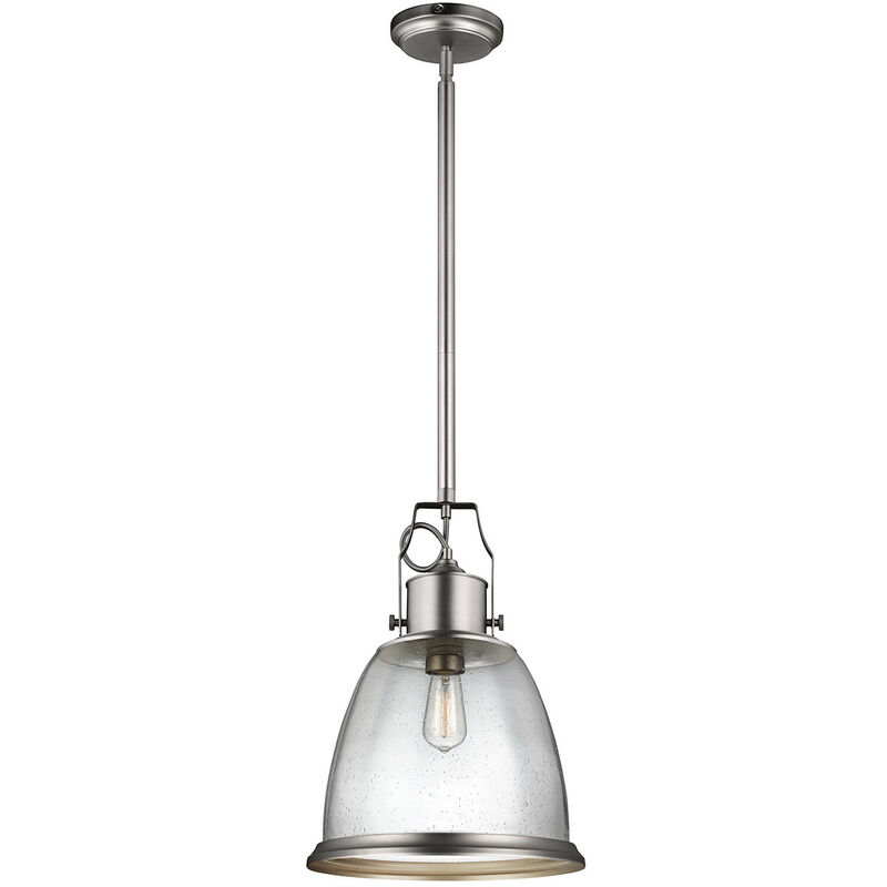 

Elstead Hobson - Lámpara colgante de techo tipo domo grande con 1 luz, níquel satinado, E27