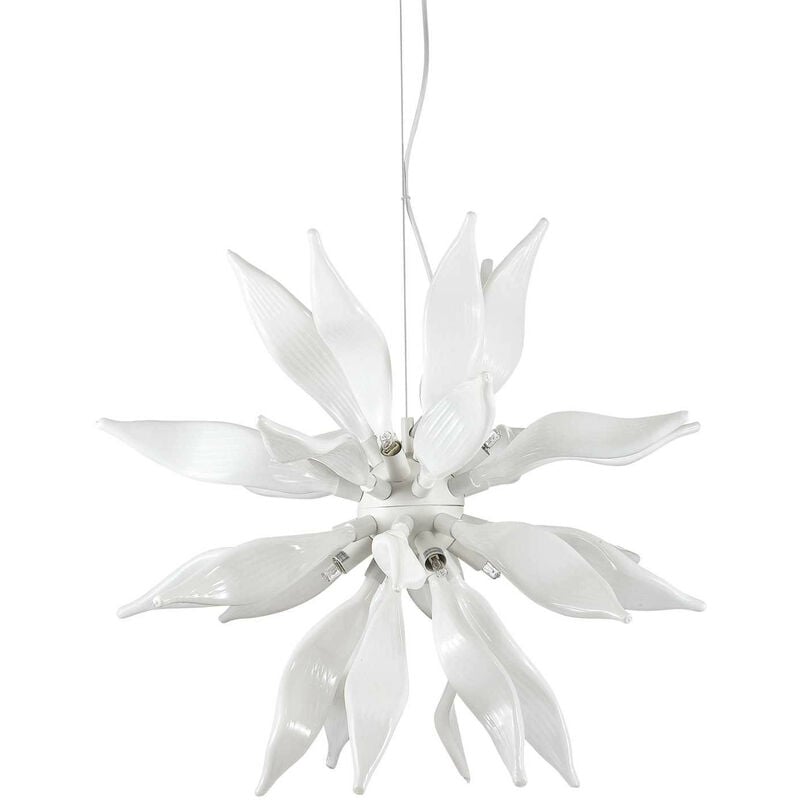 

Ideal Lux Leaves - Lámpara colgante de techo mediana de 8 luces blanca, G9