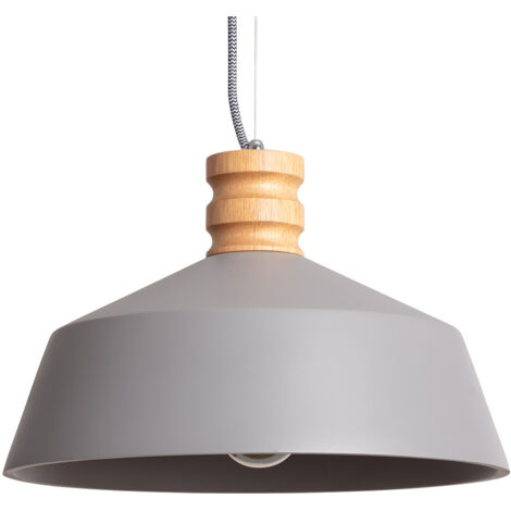 Lámpara Colgante Hormigón y Madera Kukojoa Gris