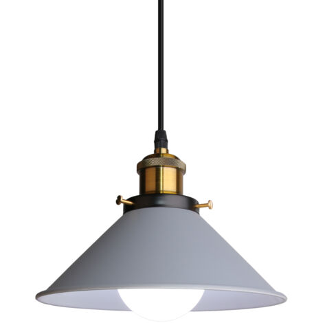 Lámpara Colgante Industrial Ø22cm - Gris Lámparas de Techo Altura Ajustable E27 Metal Hierro para Salón Dormitorio Cocina Restauarante