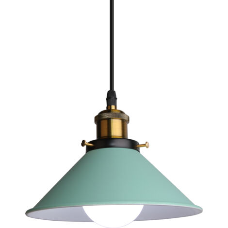 Lámpara Colgante Industrial Ø22cm - Verde Lámparas de Techo Altura Ajustable E27 Metal Hierro para Salón Dormitorio Cocina Restauarante