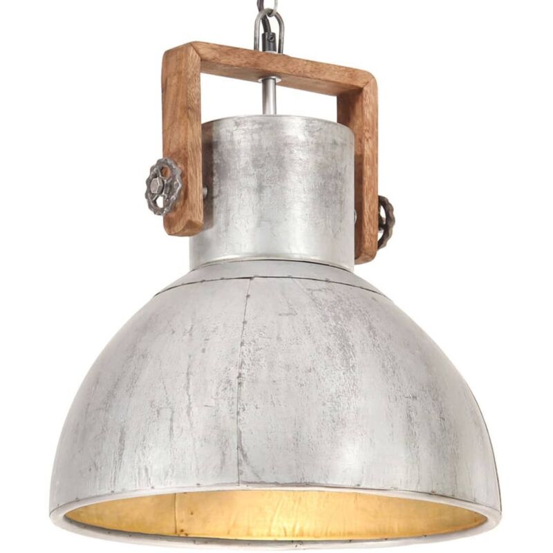 

vidaXL Lámpara colgante industrial 25 W plateada redonda 40 cm E27 - Plateado