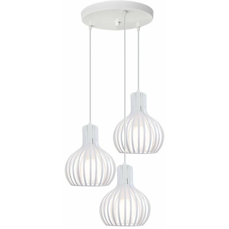 

Lámparas de Colgar Industrial Blanco Altura Ajustable 3 Luces Lámpara de Techo Antigua Retro E27 Lámparas de Colgar Creativa