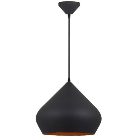 Lámpara Colgante Industrial de Metal Negro Interior Oro Viejo