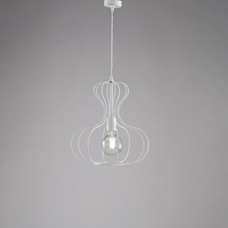 Lámpara colgante industrial en hierro Blanco y Plata urban 35x h40 cm