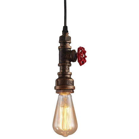 Lámpara Colgante, Industrial Estilo Tubería de Agua Lámpara de Techo Edison E27 Hierro para Dormitorio Cocina Comedor Loft Cafe Bar Óxido 1 Pieza