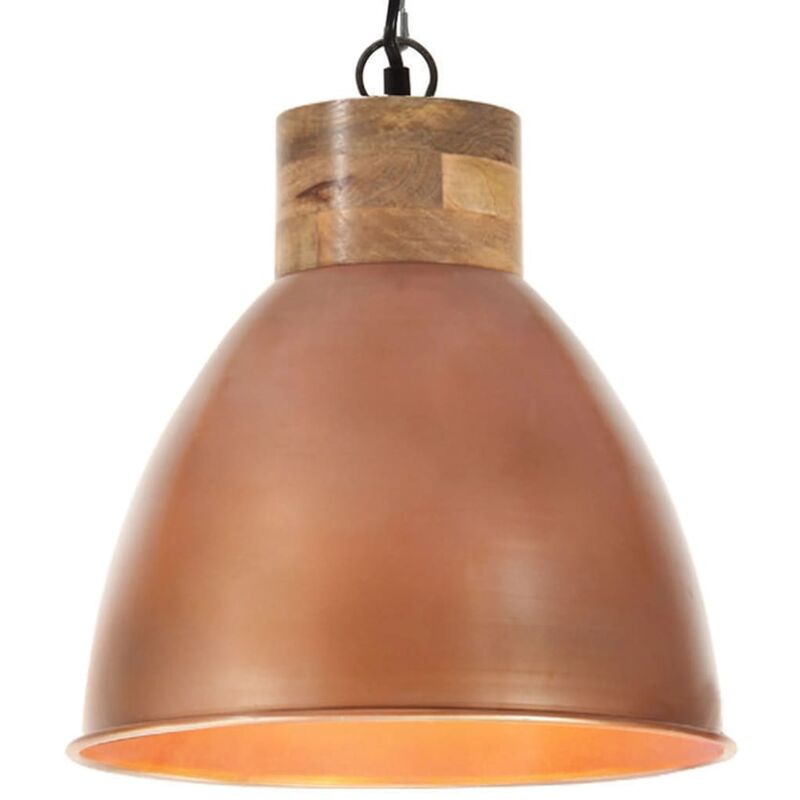 

Lámpara colgante industrial hierro cobre y madera 35 cm E27