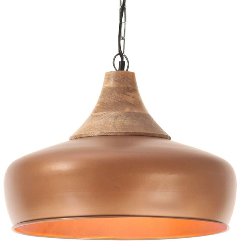 

Lámpara colgante industrial hierro cobre y madera 35 cm E27