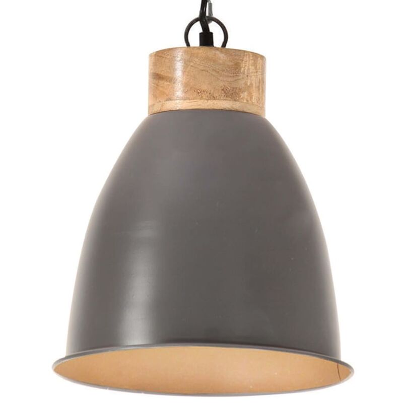 

Lámpara colgante industrial hierro gris y madera 23 cm E27