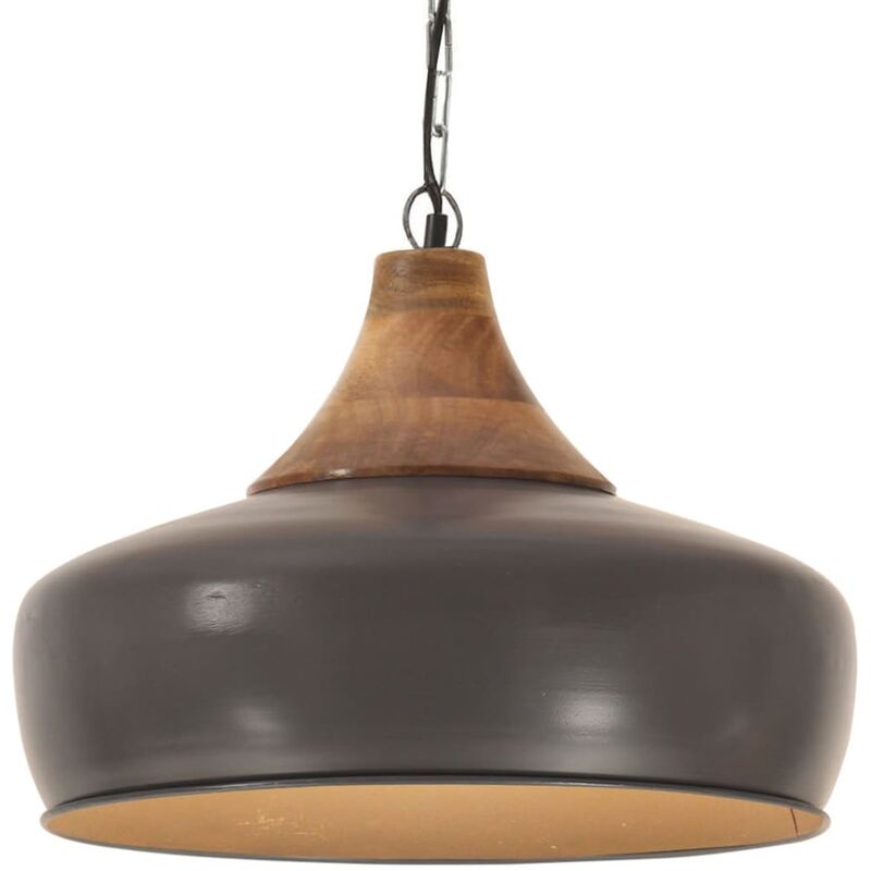 

Lámpara colgante industrial hierro gris y madera 35 cm E27