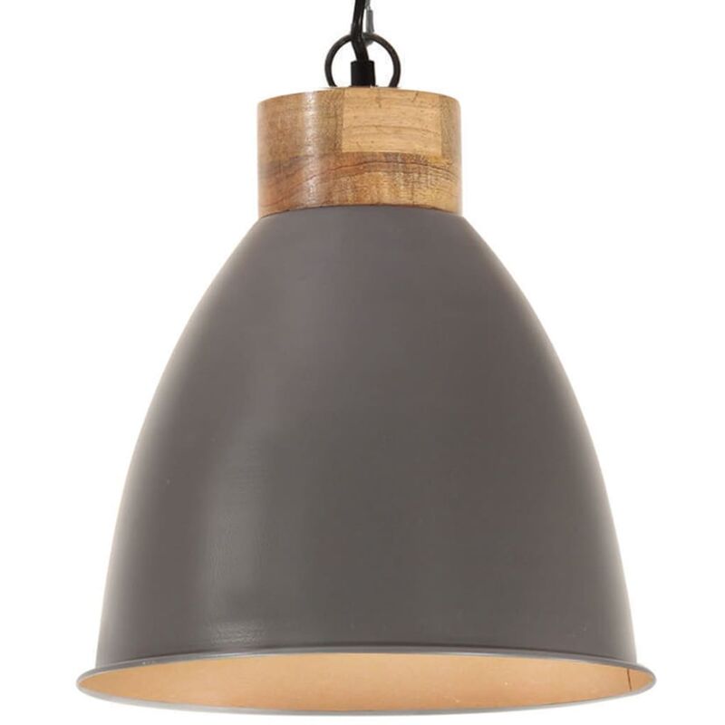 

Lámpara colgante industrial hierro gris y madera 35 cm E27