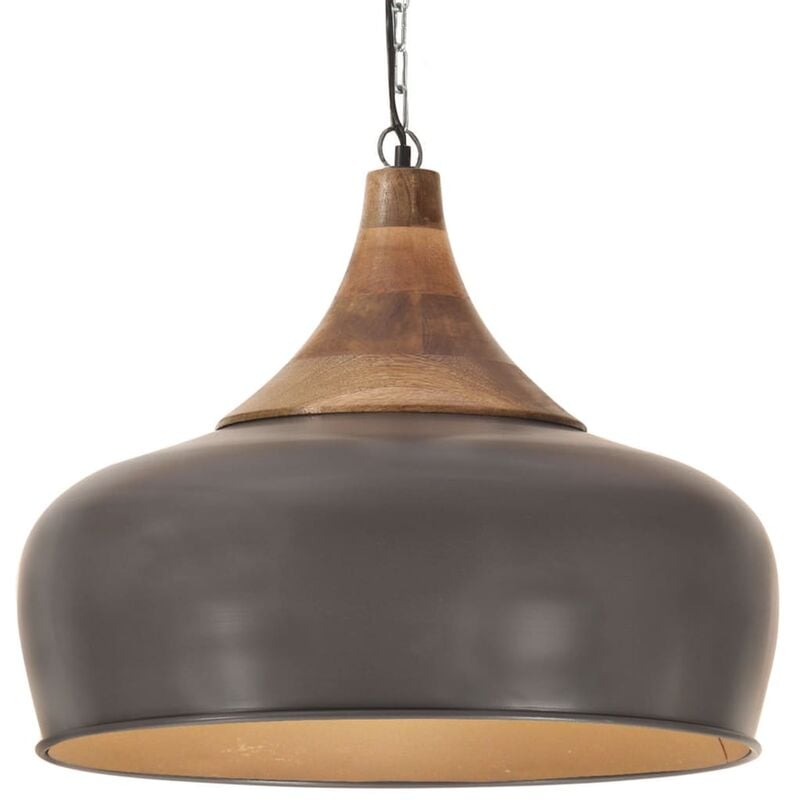 

Lámpara colgante industrial hierro gris y madera 45 cm E27