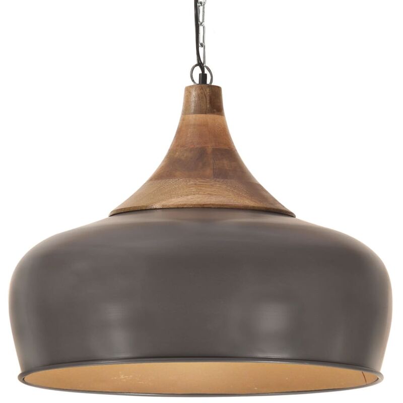 

Lámpara colgante industrial hierro gris y madera 45 cm E27
