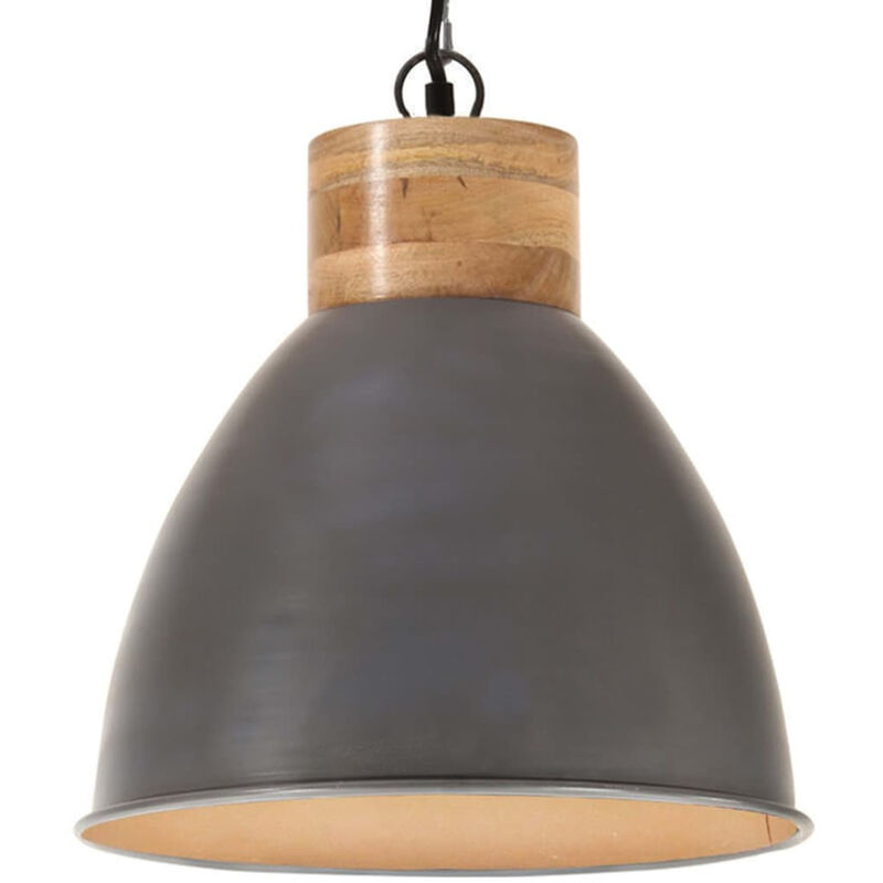 

Lampara colgante industrial hierro gris y madera 46 cm E27