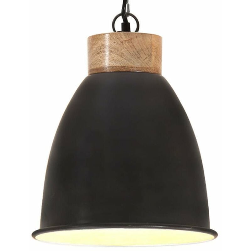 

Lampara colgante industrial hierro negro y madera 23 cm E27