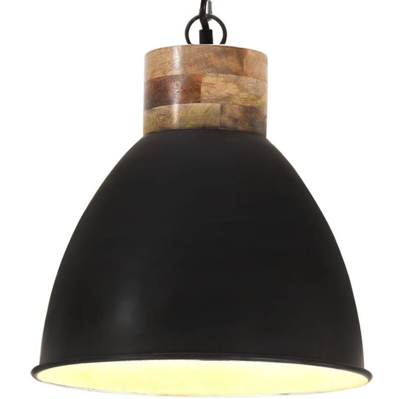 

Lámpara colgante industrial hierro negro y madera 46 cm E27