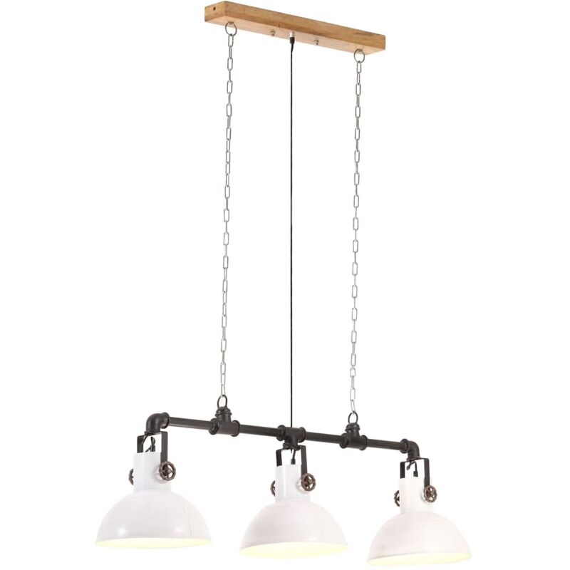 

Lámpara colgante industrial hierro y mango macizo blanco E27