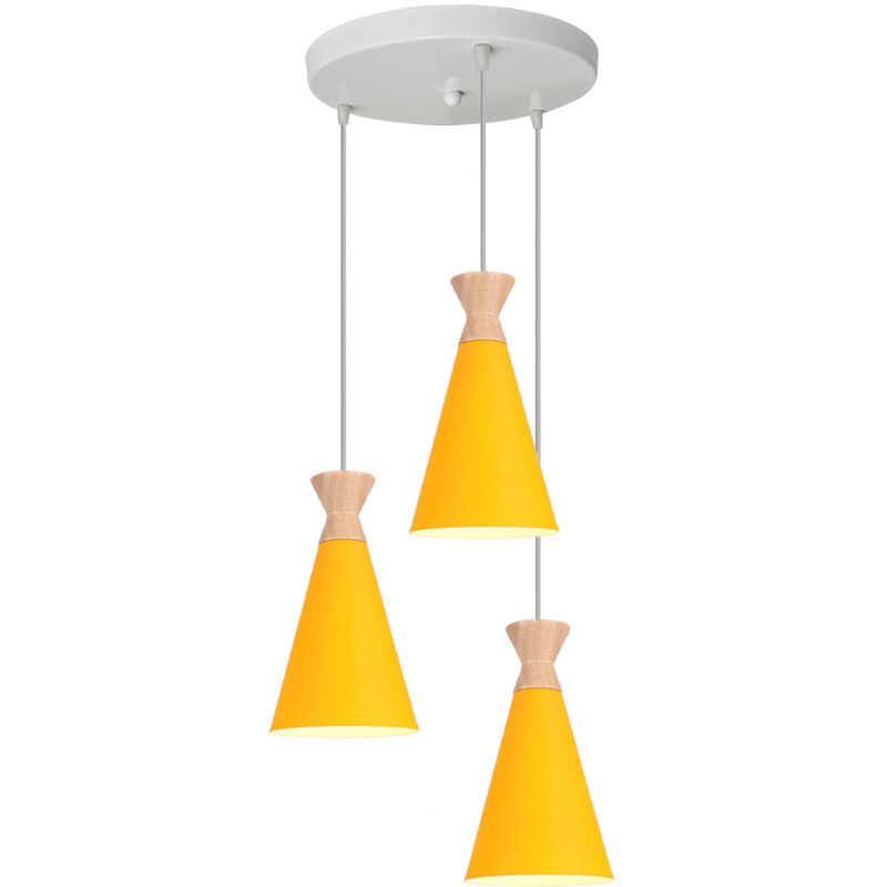 

Lámpara Colgante Industrial Moderna 3 Luces Colgante de Luz Retro Amarillo Lámpara de Techo de Diseño Escandinavo para Comedor, Dormitorio, Oficina,