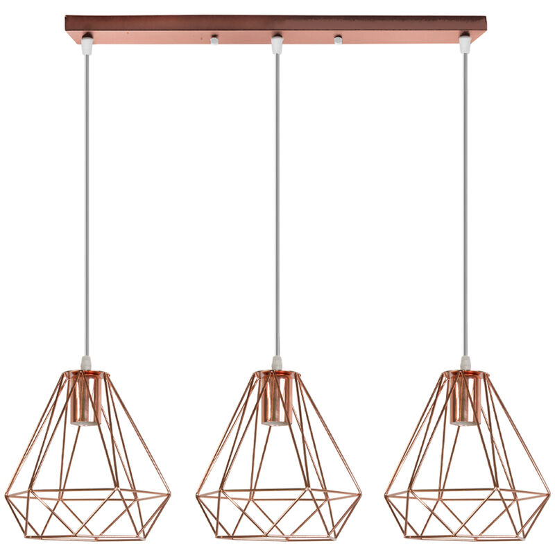 

Lámparas de Colgar Industrial Oro Rosa Lámpara de Techo Moderna Vintage 3 Luces Araña Ø20CM Lámparas de Colgar de Diamante Pantalla de Lámpara de