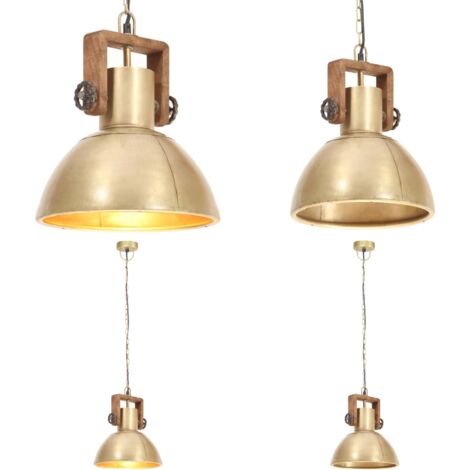 Lámpara colgante industrial redonda 25 W latón 30 cm E27 - Lámpara de techo redonda - Lámpara de hierro