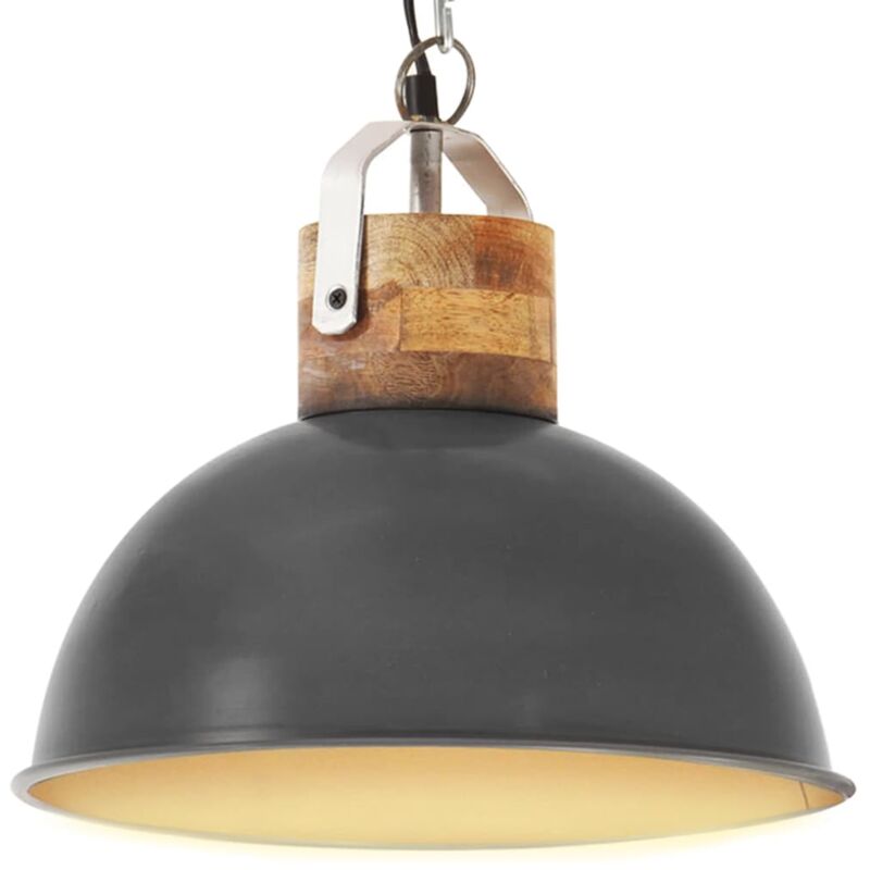 

vidaXL Lámpara colgante industrial redonda mango 25 W gris 32 cm E27 - Gris