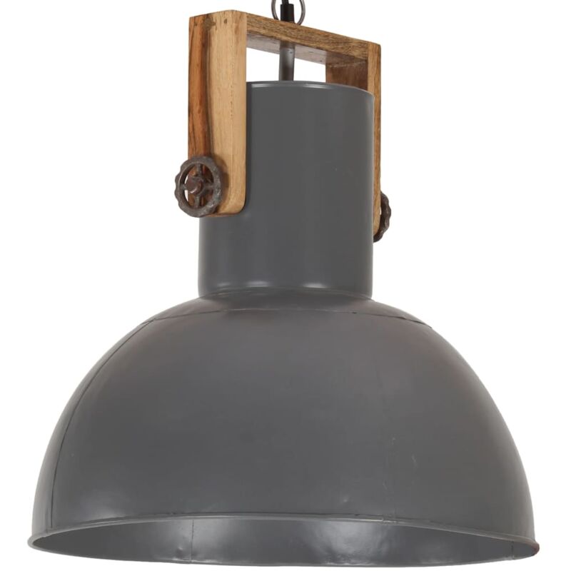 

vidaXL Lámpara colgante industrial redonda mango 25 W gris 42 cm E27 - Gris