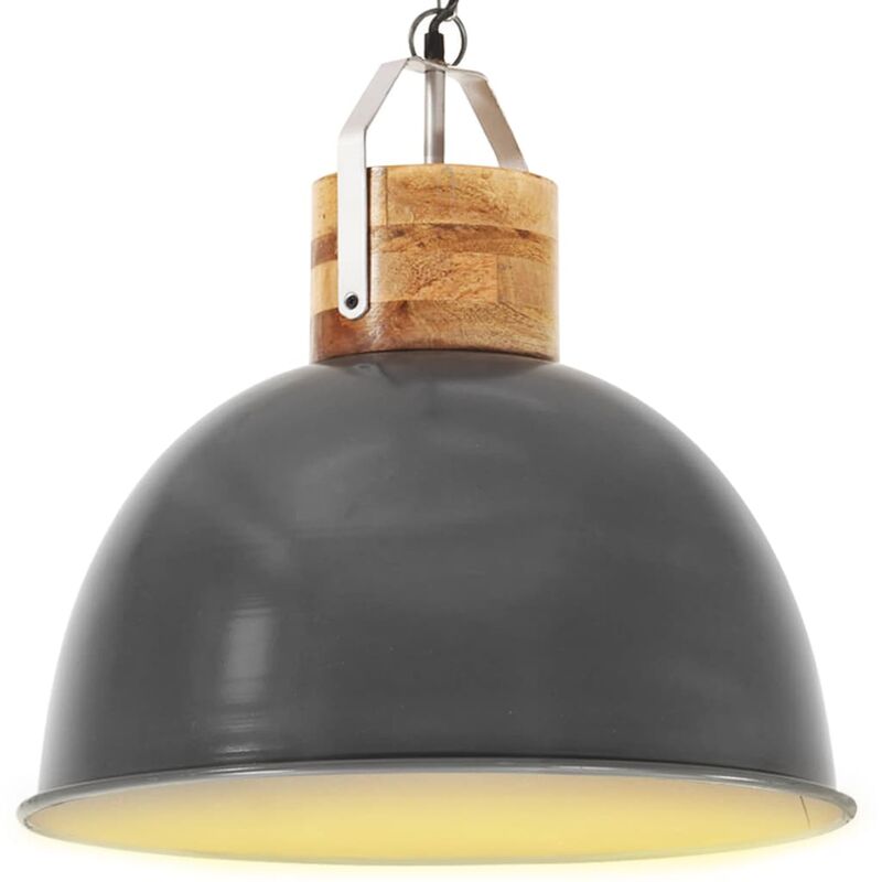 

vidaXL Lámpara colgante industrial redonda mango 25 W gris 51 cm E27 - Gris