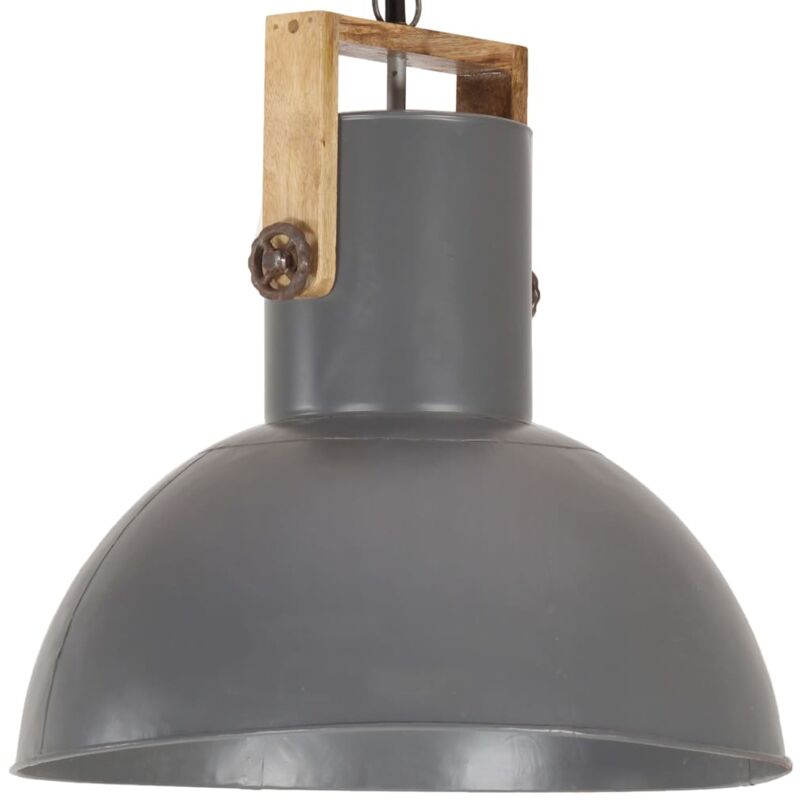 

vidaXL Lámpara colgante industrial redonda mango 25 W gris 52 cm E27 - Gris