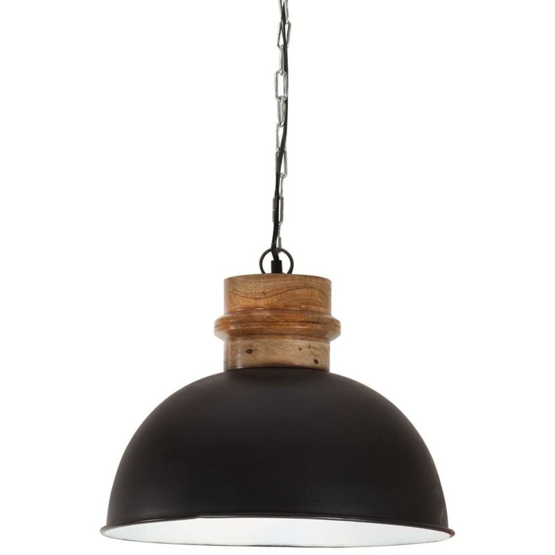 

vidaXL Lámpara colgante industrial redonda mango 25 W negra 42 cm E27 - Negro