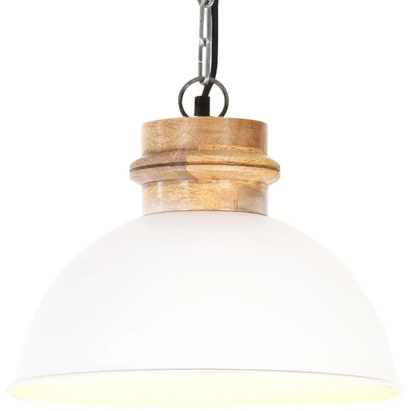 

vidaXL Lámpara colgante industrial redonda mango blanca 32 cm E27 - Blanco