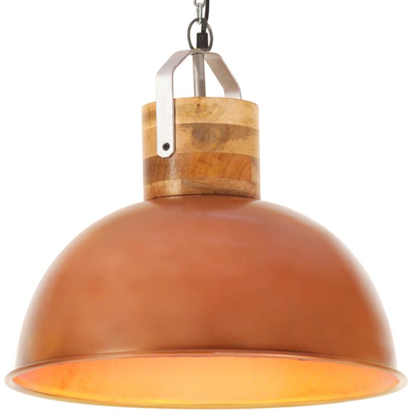 

Lámpara colgante industrial redonda mango cobre 42 cm E27