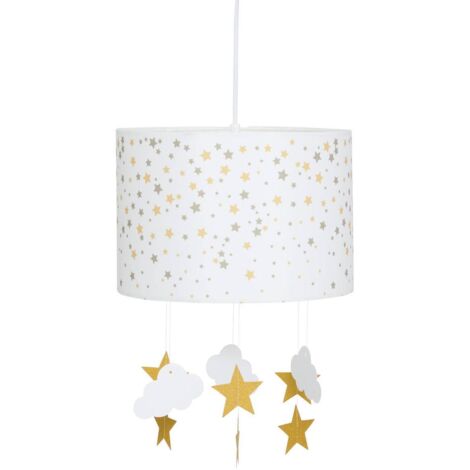 Lámpara colgante infantil - blanco y amarillo ocre D. 30 cm - Atmosphera créateur d'intérieur