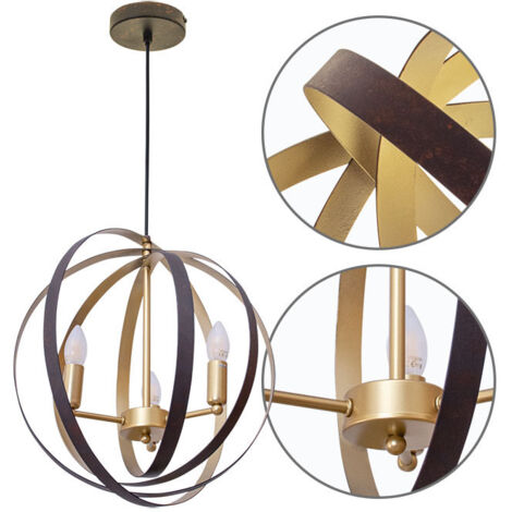 Lampara Colgante Isa 3xe14 Marron/dorado de FABRILAMP.