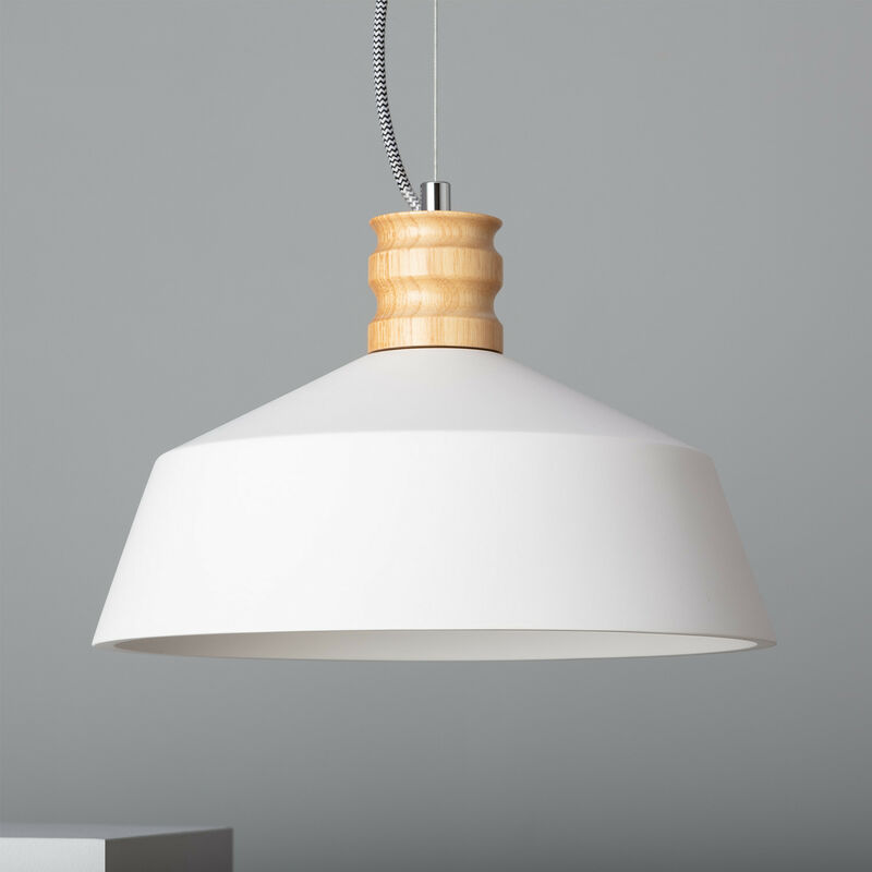 

Lámpara Colgante de Yeso y Madera Kukojoa Blanco - Blanco