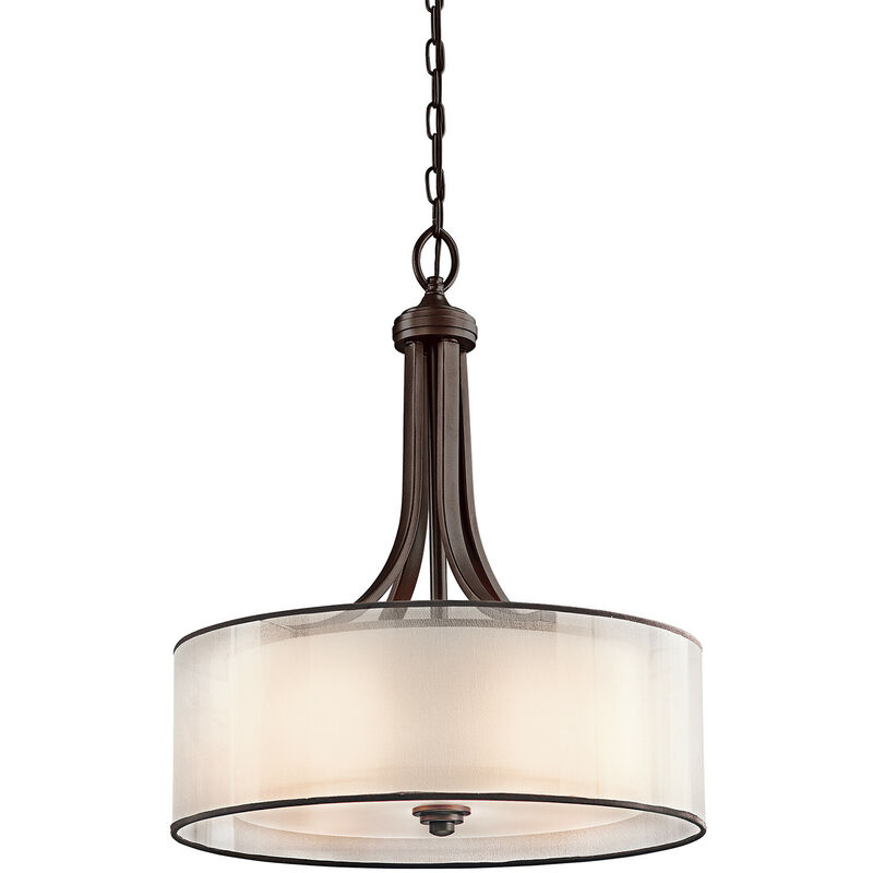 

Lacey - Lámpara colgante de techo redonda grande de 4 luces Mission Bronze, E27 - Elstead