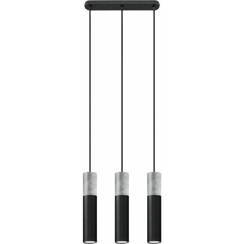 

Lámpara colgante lámpara colgante de hormigón de metal de 3 llamas lámpara colgante de diseño de sala de estar negro, de acero, 3x GU10, L x An x Al