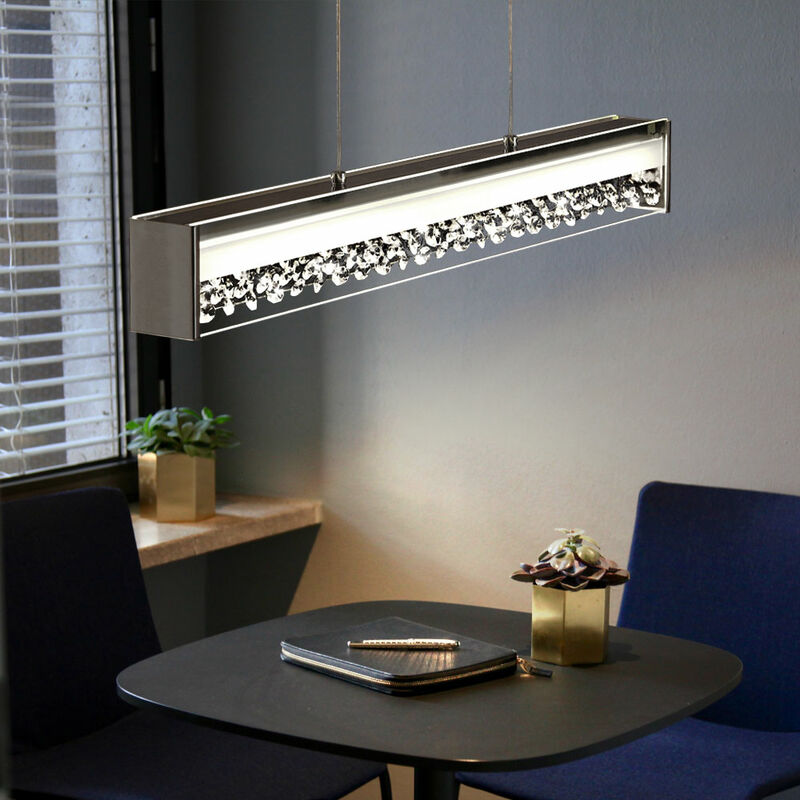 Image of Lampada a sospensione lampada a sospensione lampada a sospensione sala da pranzo lampada soggiorno, vetro cristalli cromo, 1x led 12W 850Lm 3000K,