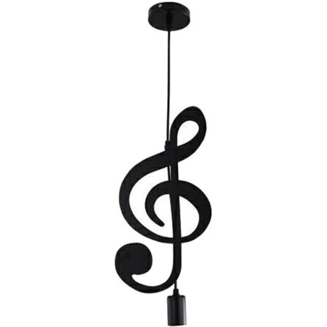 Lámpara colgante, lámpara de techo de hierro, nota musical, lámpara de araña con pantalla para loft, bar, estudio, tienda, comedor (C)