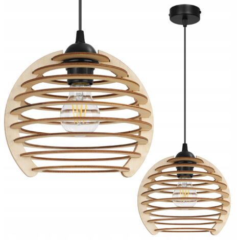 LÁMPARA COLGANTE, LÁMPARA DE TECHO, MADERA, PANTALLA LED