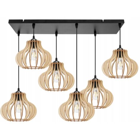 LÁMPARA COLGANTE, LÁMPARA DE TECHO, MADERA, PANTALLA LED