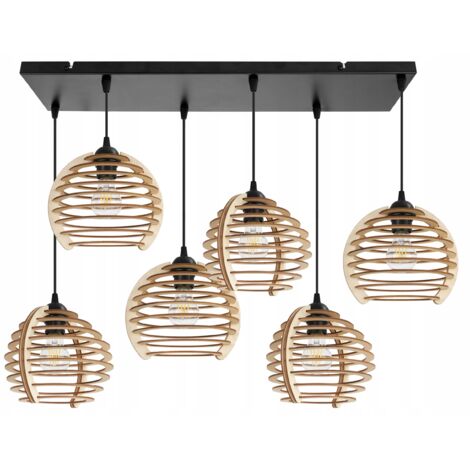 LÁMPARA COLGANTE, LÁMPARA DE TECHO, MADERA, PANTALLA LED