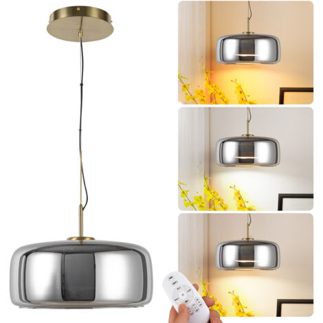 Lámpara colgante LED Ø38cm 25W regulable cristal gris