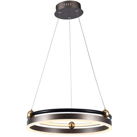 Lámpara colgante LED circular V-TAC de 20 W en metal, color café, diámetro: 42,5 cm, altura: 110 cm, blanco cálido
